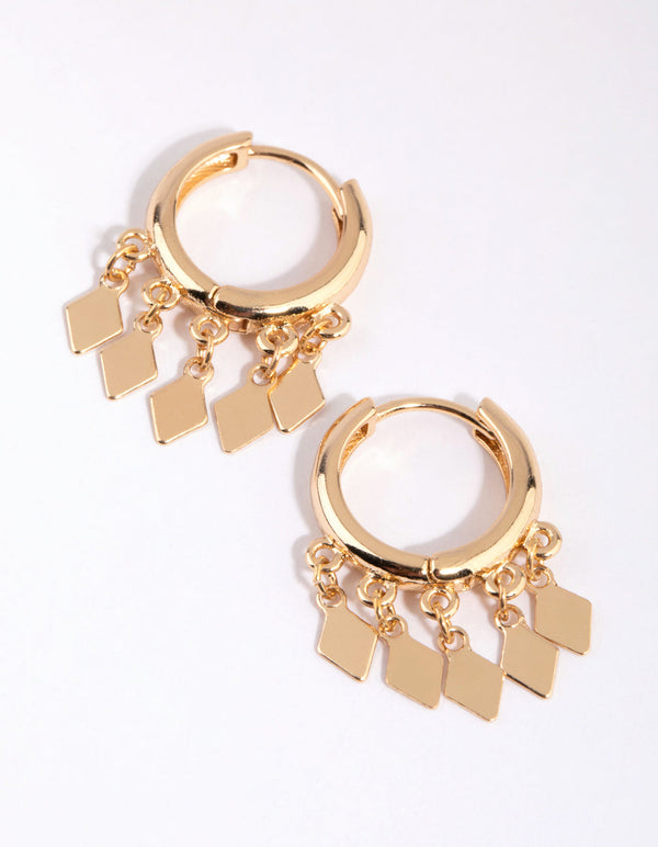 Gold Flat Jingle Huggie Earrings