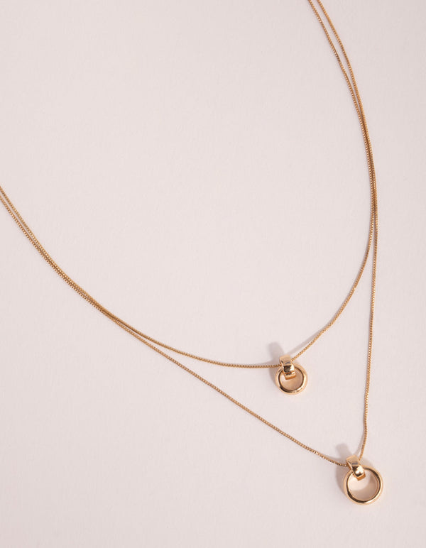 Gold Double Ring Necklace 2-Pack