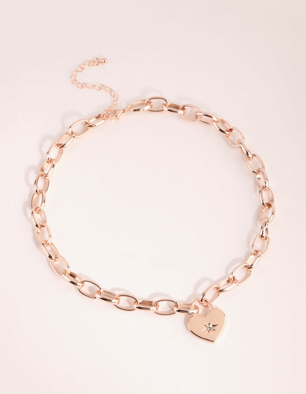 Rose Gold Chain and Heart Necklace