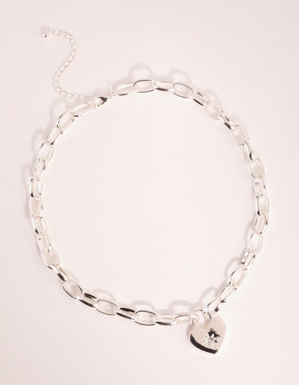 Silver Chain and Heart Necklace