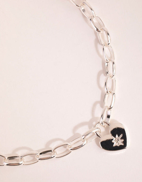 Silver Chain and Heart Necklace