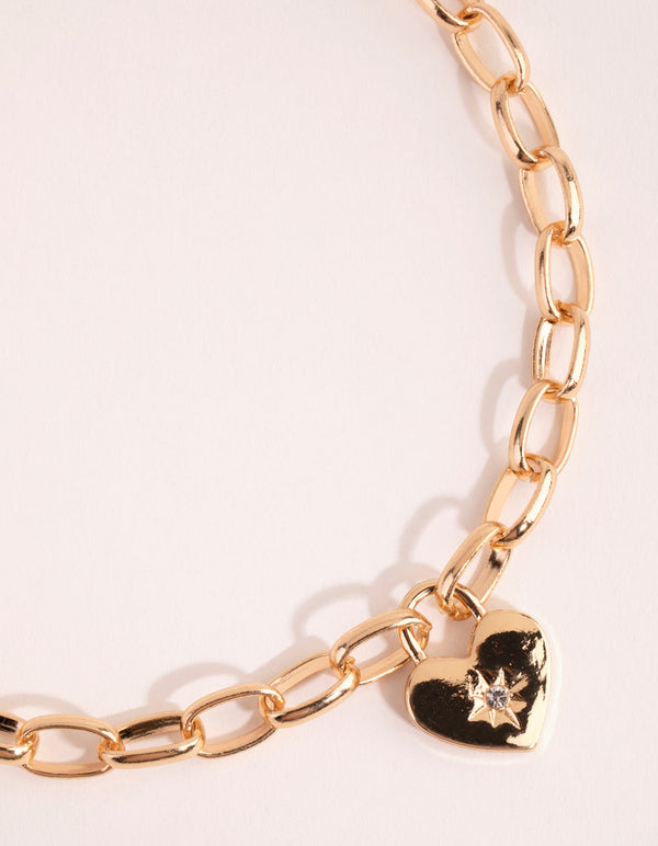 Gold Chain and Heart Necklace