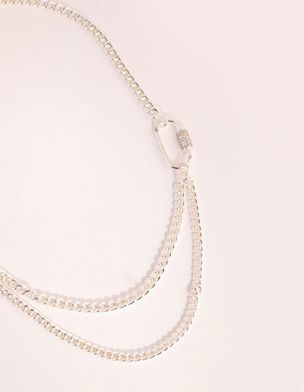 Silver Chain and Link Necklace