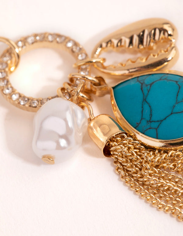 Gold Disc and Charm Layered Necklace