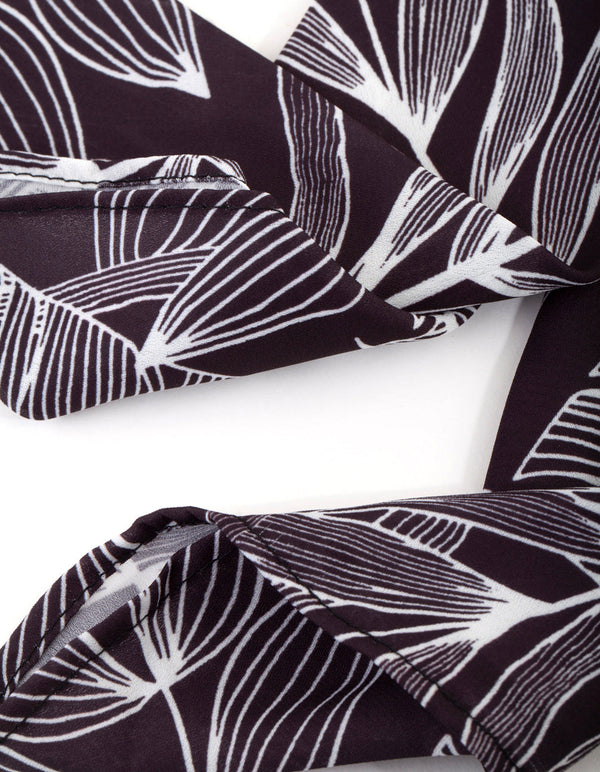 Black Leaf Sketch Scarf