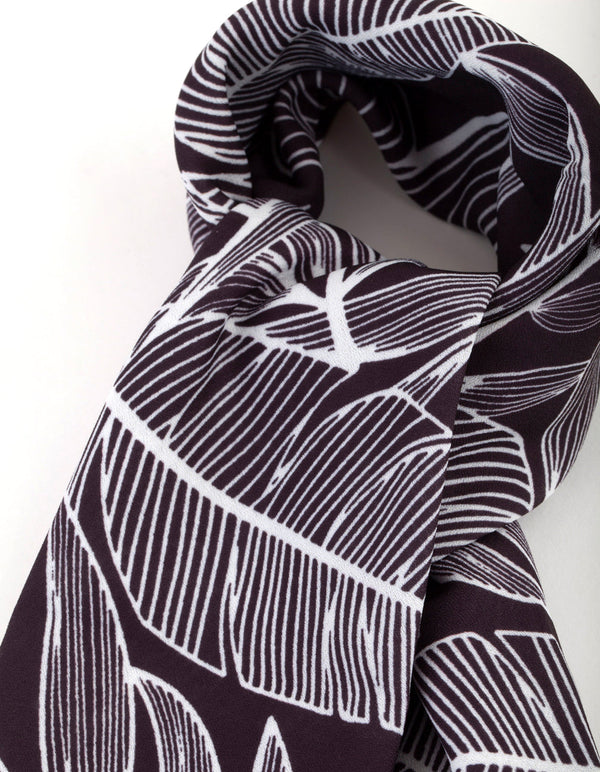 Black Leaf Sketch Scarf
