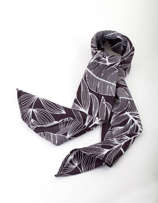 Black Leaf Sketch Scarf