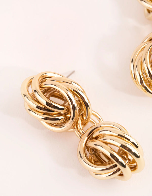 Real Gold Plated Statement Twist Knot Earrings