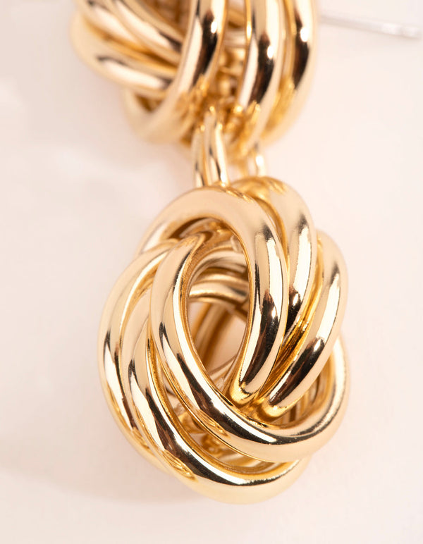 Real Gold Plated Statement Twist Knot Earrings