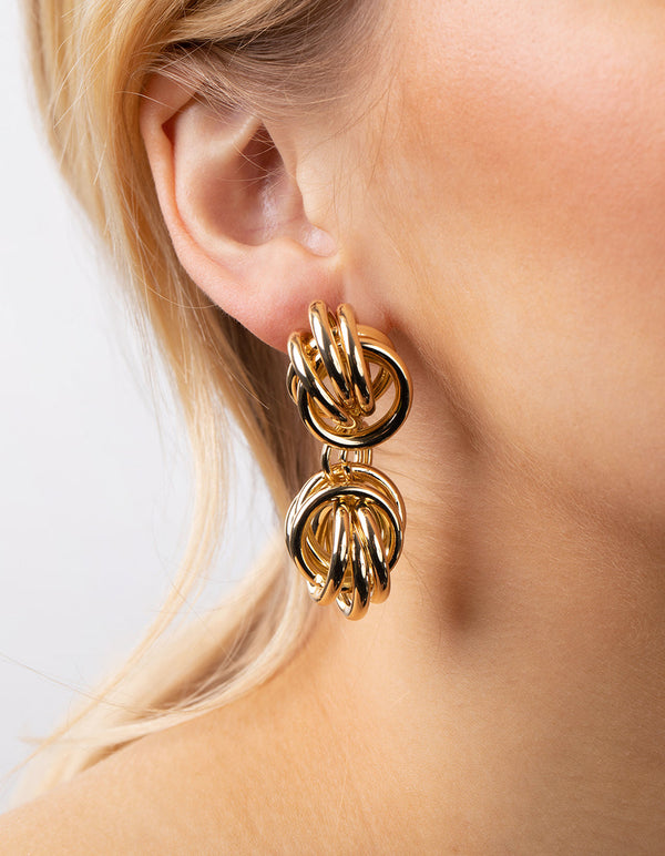 Real Gold Plated Statement Twist Knot Earrings