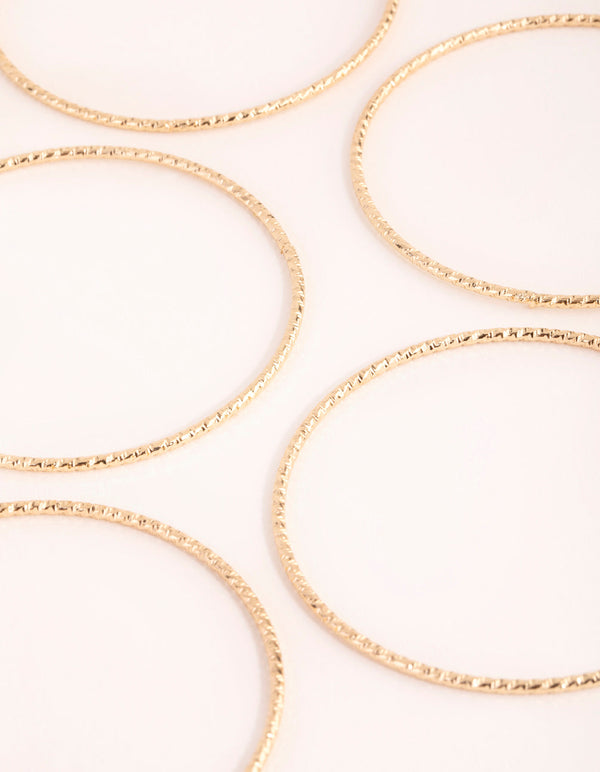 Real Gold Plated Thin Textured Bangle 5-Pack