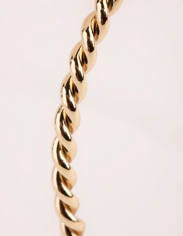 Real Gold Plated Thin Twisted Cuff Bracelet