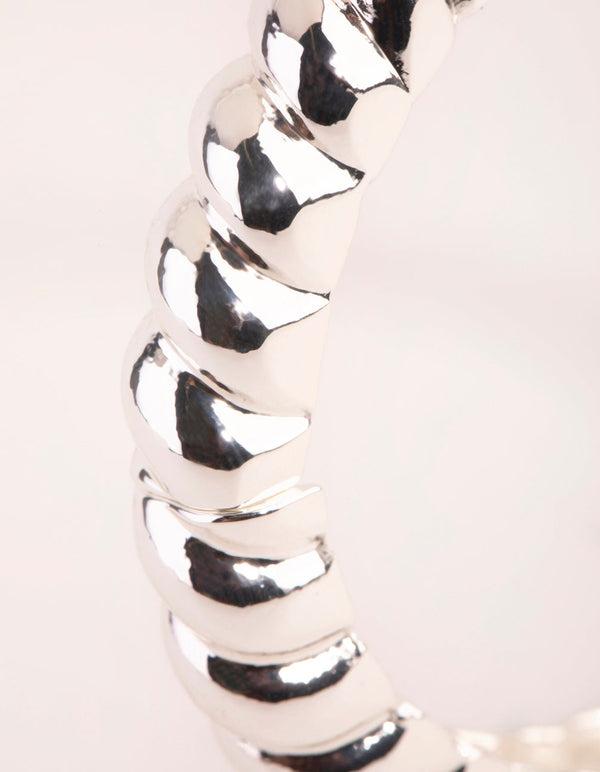 Real Silver Plated Croissant Hinge Bracelet