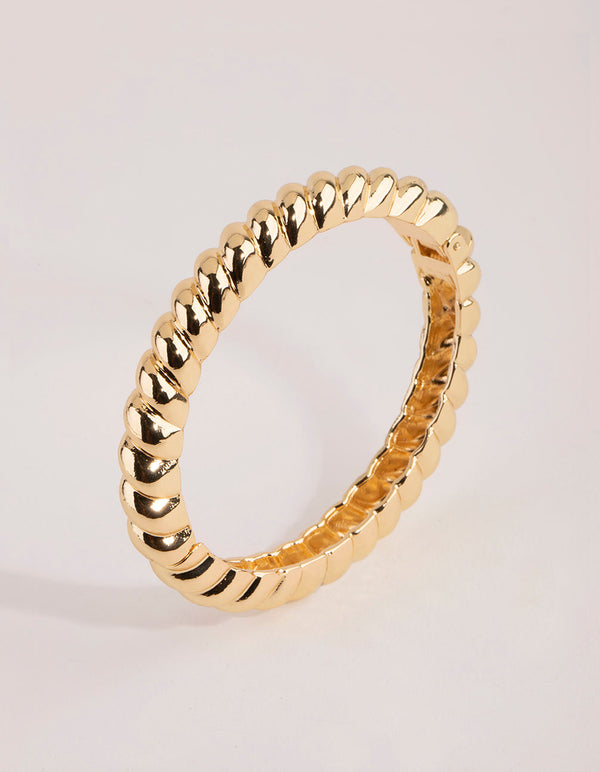 Real Gold Plated Croissant Hinge Bracelet