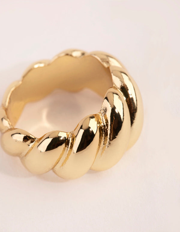 Real Gold Plated Croissant Ring