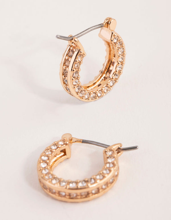 Gold Bling Thick Hoop Earrings