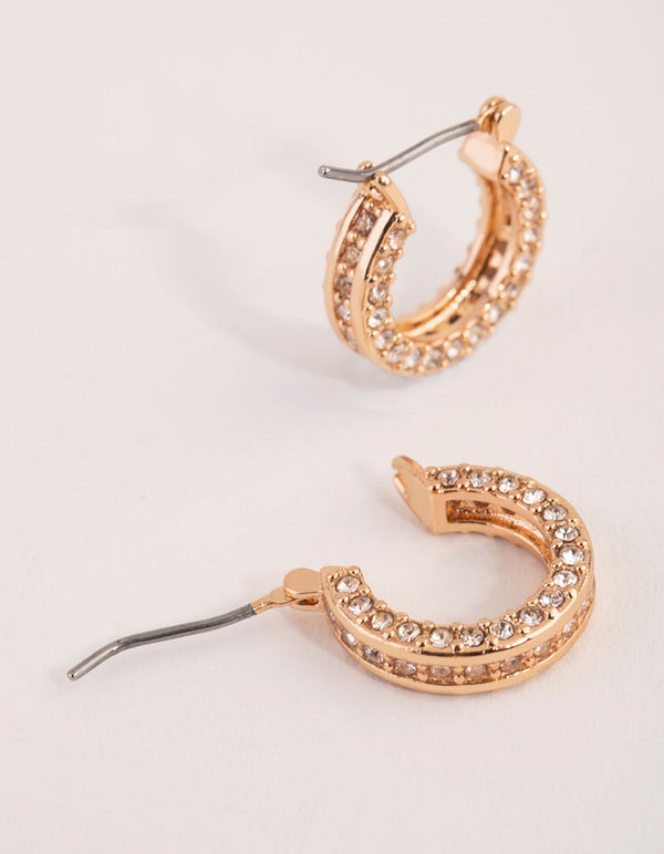 Gold Bling Thick Hoop Earrings