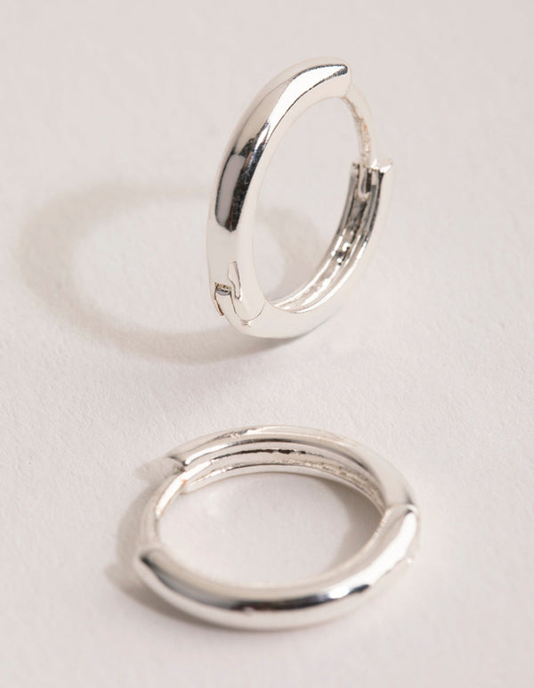 Silver Simple Huggie Earrings