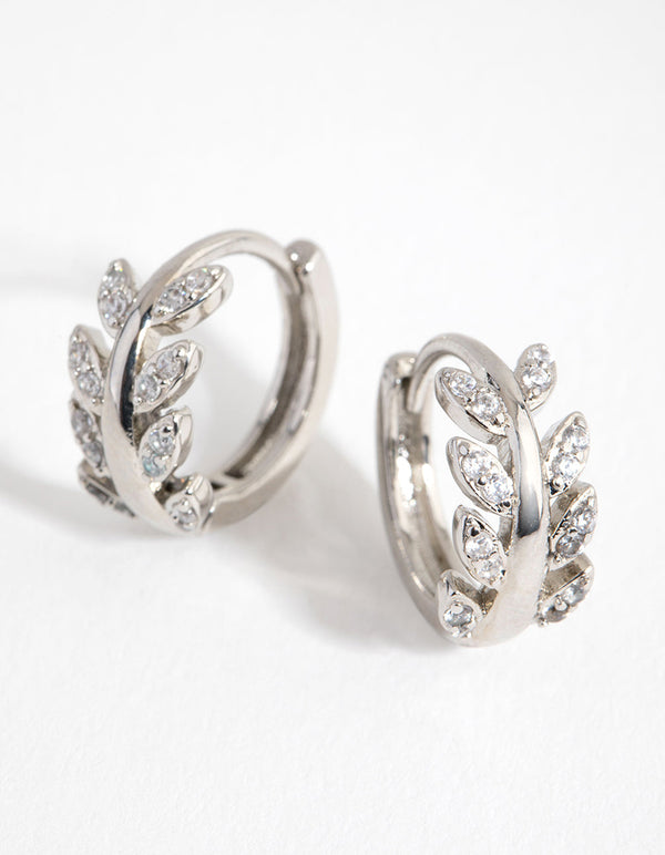Rhodium Diamante Vine Huggie Earrings