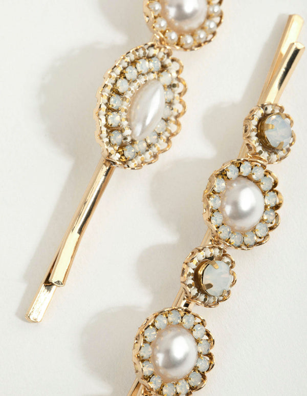 Diamante Bead Pearl Slides