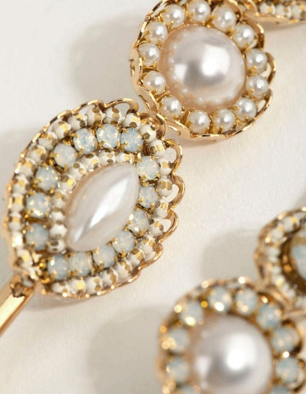 Diamante Bead Pearl Slides