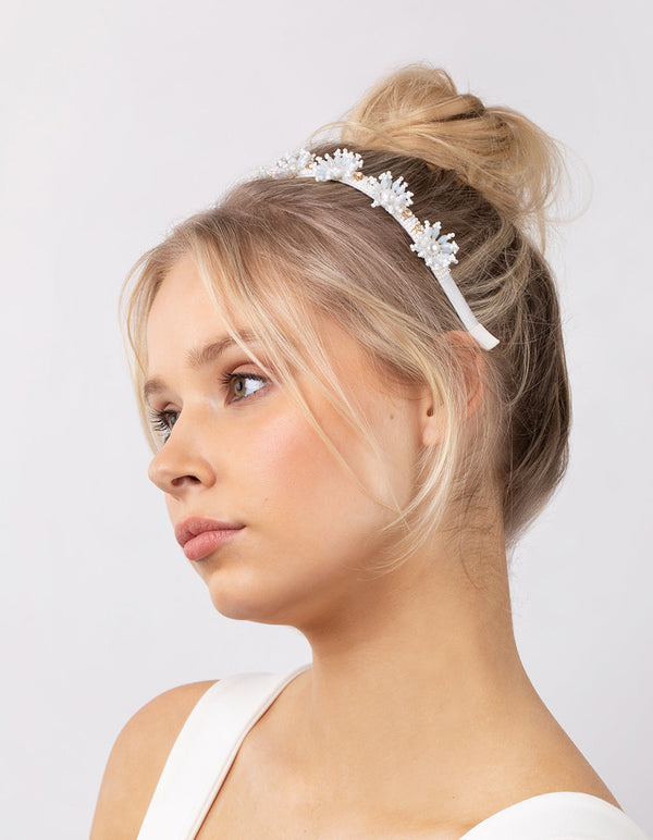Beaded Flower Detail Alice Band