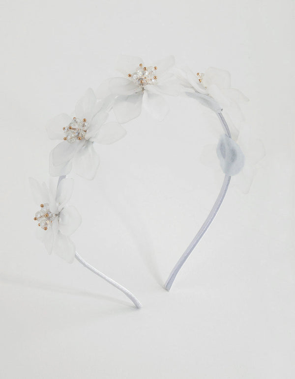 Frosted Acrylic Beaded Flower Alice Band