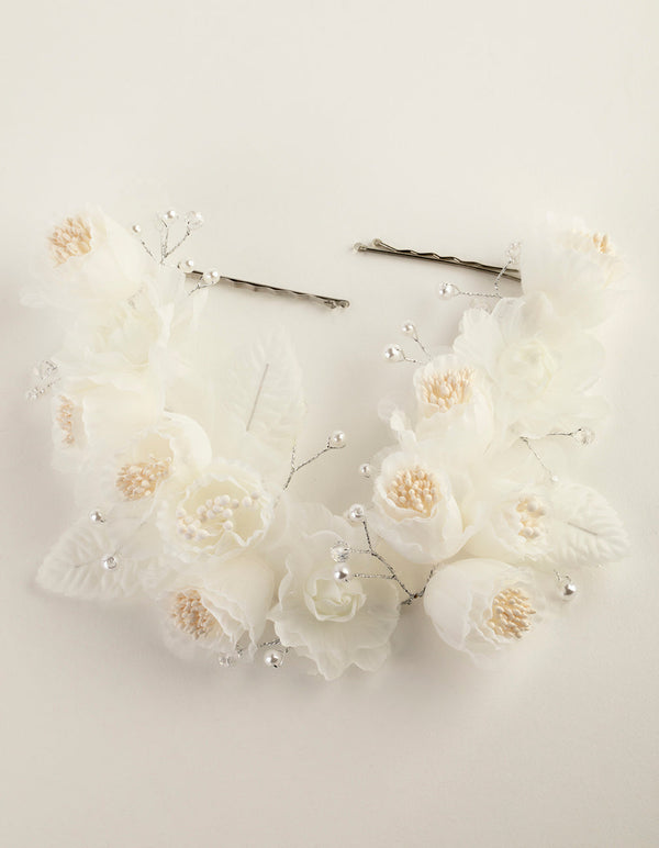 Dainty Rose Beaded Back Drop Clip