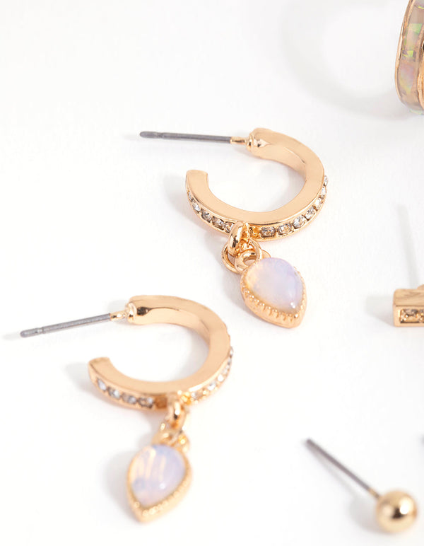 Gold Iridescent Stack Earrings