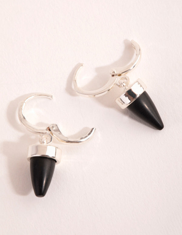 Silver Mini Shard Huggie Earrings