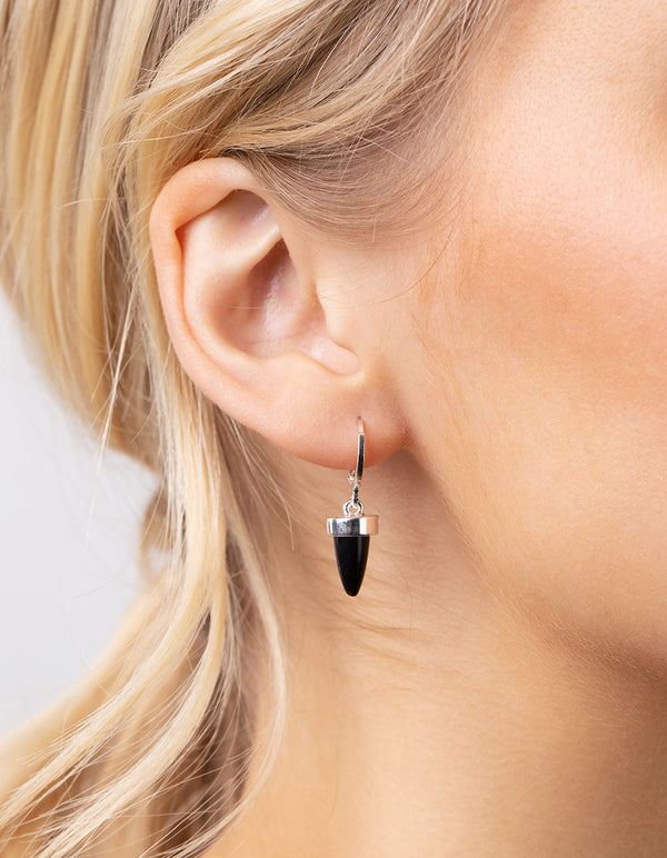 Silver Mini Shard Huggie Earrings