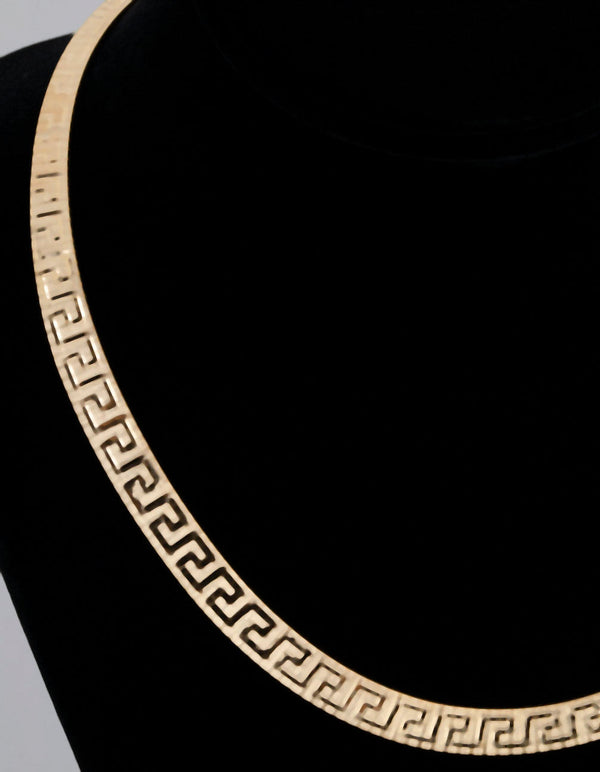 Gold Plated Sterling Silver Greek Key Collar Necklace