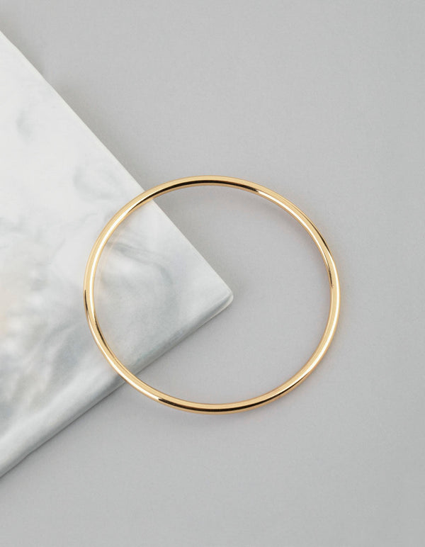 18ct Gold Plated Brass 3mm Bangle Bracelet