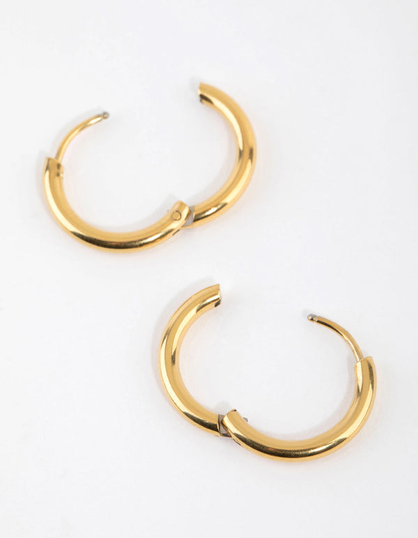 Surgical Steel Gold Medium Huggie Earring