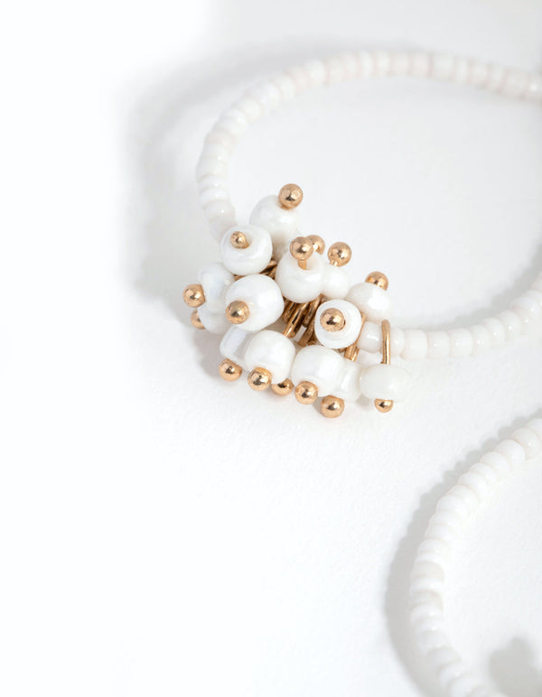 Gold Bead Cluster Teardrop Earrings