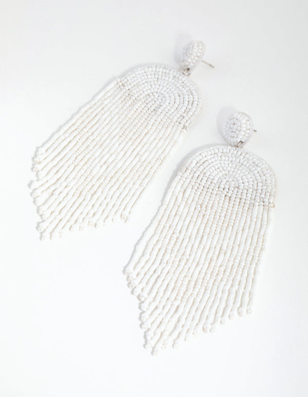 Seed Bead Statement Tassel Drop Earrings