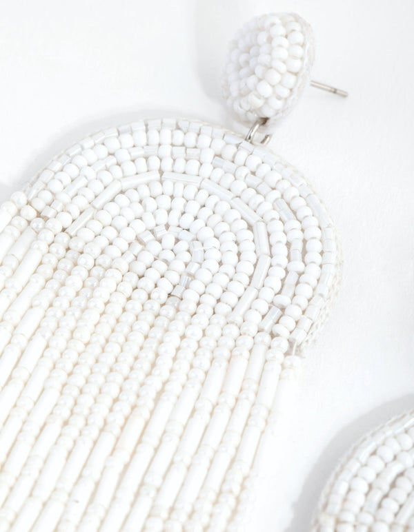 Seed Bead Statement Tassel Drop Earrings