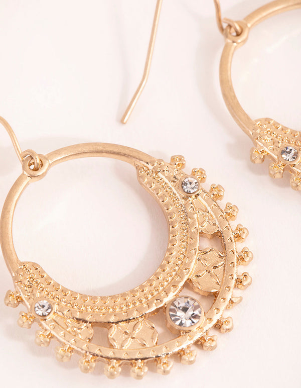 Gold Small Funky Drop Earrings
