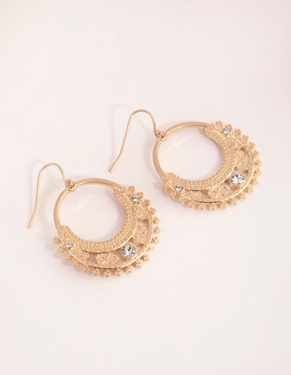 Gold Small Funky Drop Earrings