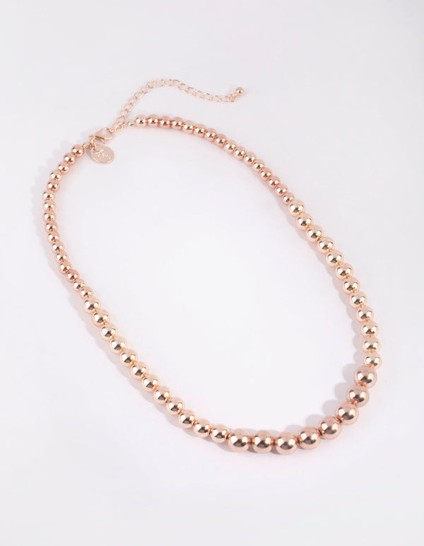 Rose Gold Graduated Bead Short Necklace