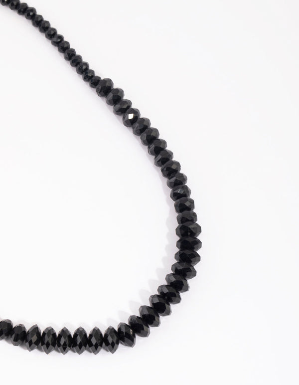 Black Graduated Facet Bead Short Necklace