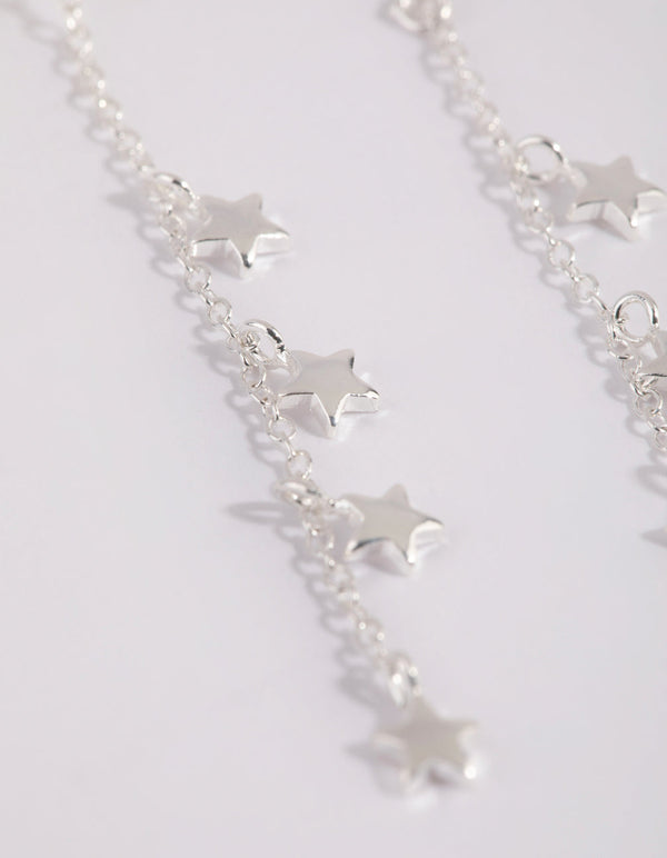 Sterling Silver Star Chain Drop Earrings