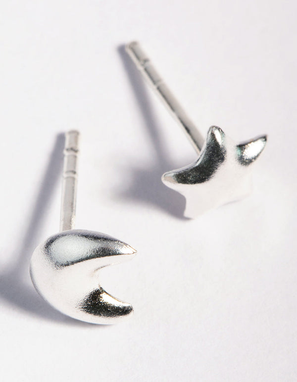 Sterling Silver Celestial Mismatched Stud Earrings