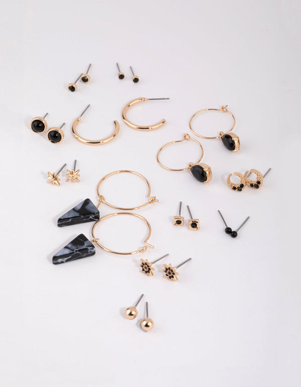 Gold Star Stud and Hoop Earring Pack