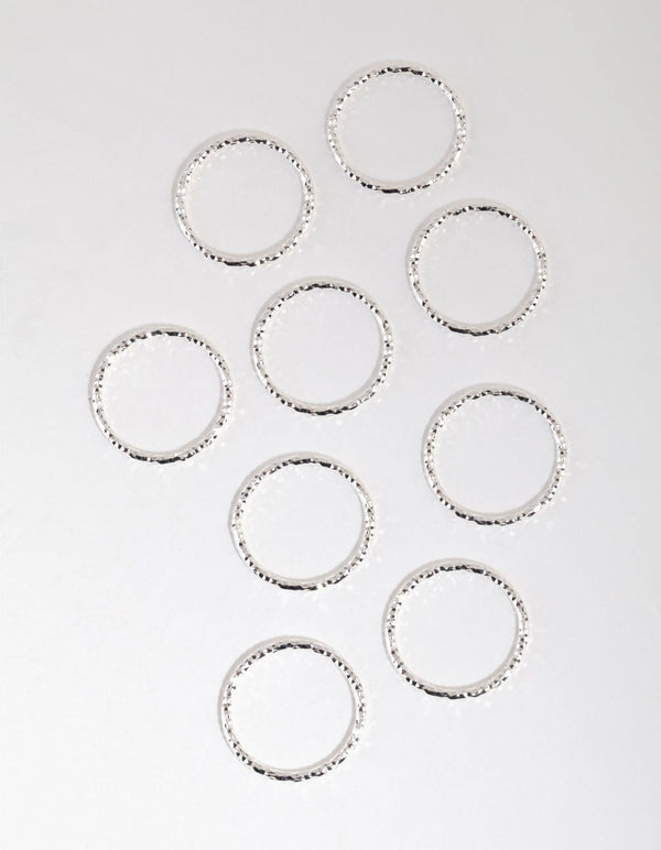 Silver-Plated Molten Band Ring Pack