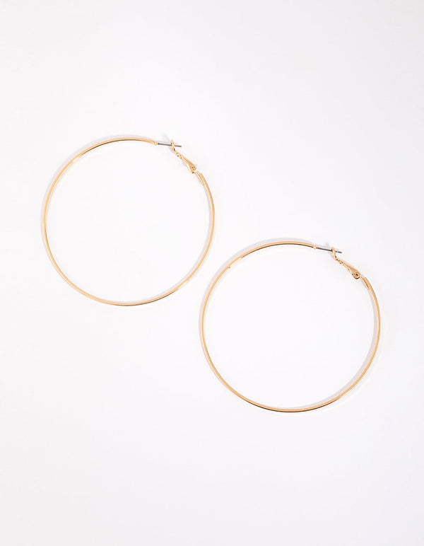 Gold Flat Edge Hoop Earrings