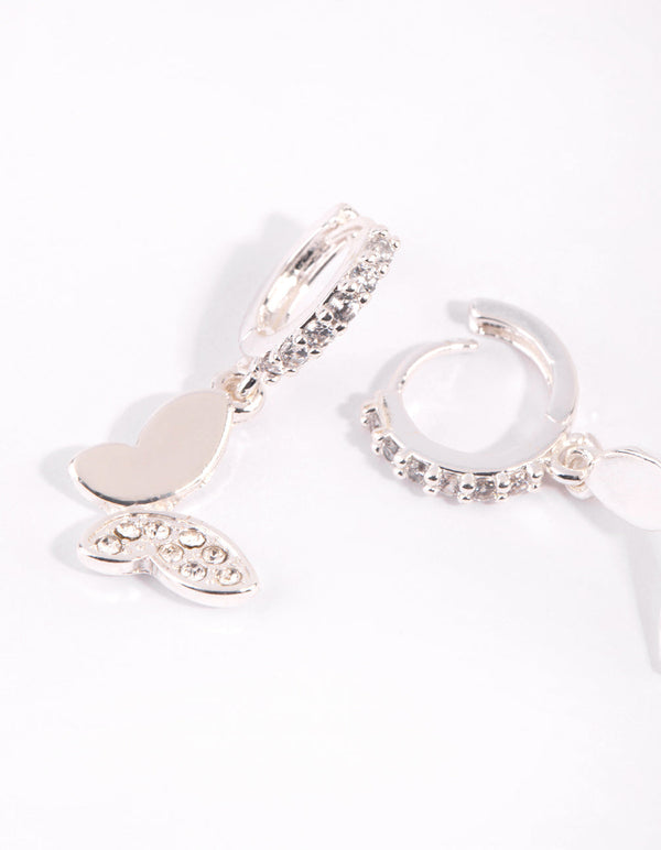 Silver Butterfly Huggie Earrings