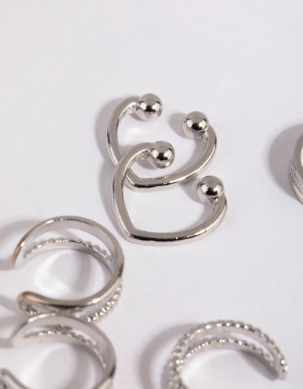 Silver Textured Ear Cuff Stack Pack