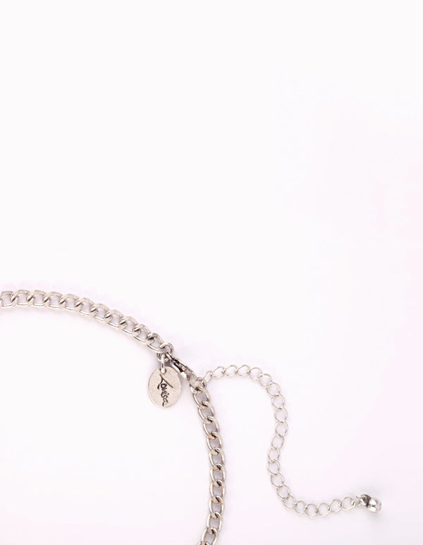 Rhodium Coin and Chain Necklace