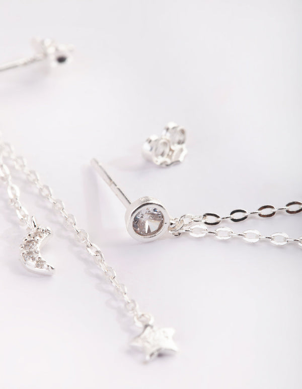 Sterling Silver Celestial Drop Earrings